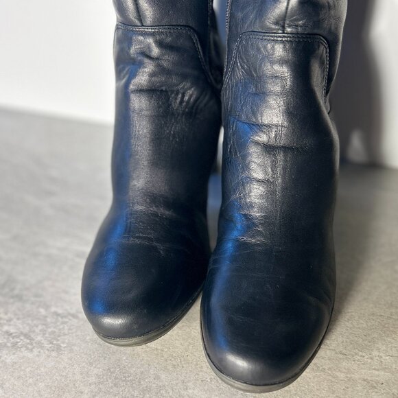 Rockport SZ 10 Black Leather Knee High Heeled Adiprene Comfort Boot Old $ Staple - Picture 6 of 10